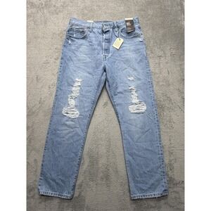 Levis 501‎ Jeans Womens Measured 34x28 Original Cropped Button Fly Distressed
